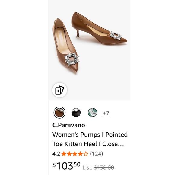 C.Paravano Women's Pumps I Pointed Toe Kitten Heel I Closed Toe Dress Pump -9.5 - Picture 9 of 9